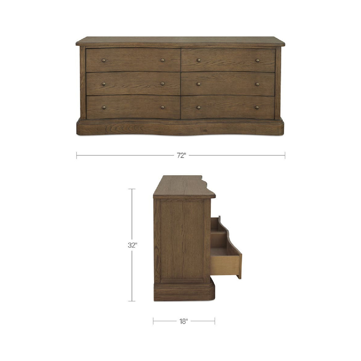 Modern European furniture - Solid Oak Curved 6-Drawer Dresser - www.oroa.com