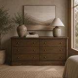 Modern European furniture - Solid Oak Curved 6-Drawer Dresser - www.oroa.com