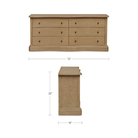 Modern European furniture - Solid Oak Curved 6-Drawer Dresser - www.oroa.com
