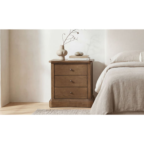 Modern European furniture - Solid Oak Curved 3-Drawer Nightstand - www.oroa.com