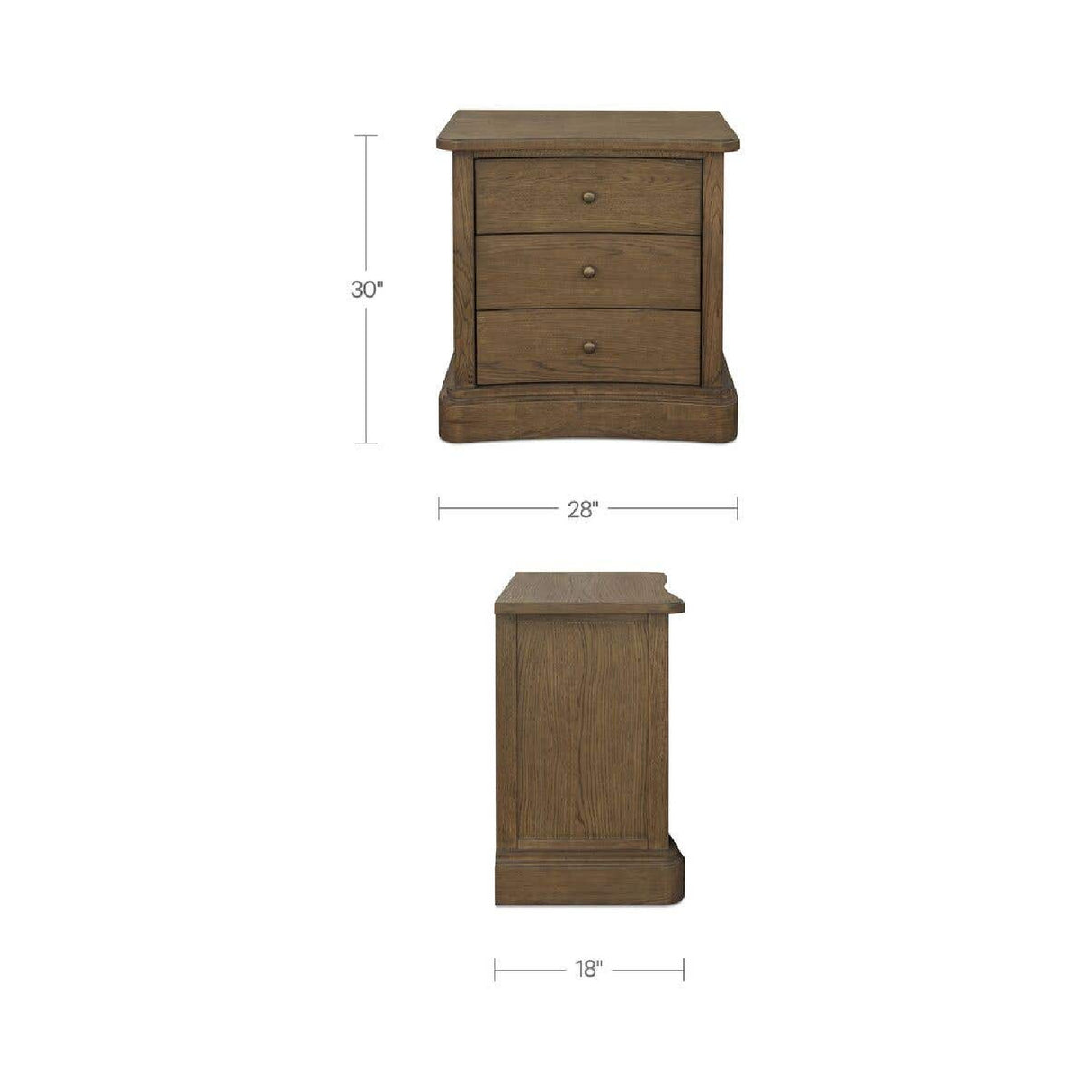 Modern European furniture - Solid Oak Curved 3-Drawer Nightstand - www.oroa.com