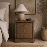 Modern European furniture - Solid Oak Curved 3-Drawer Nightstand - www.oroa.com