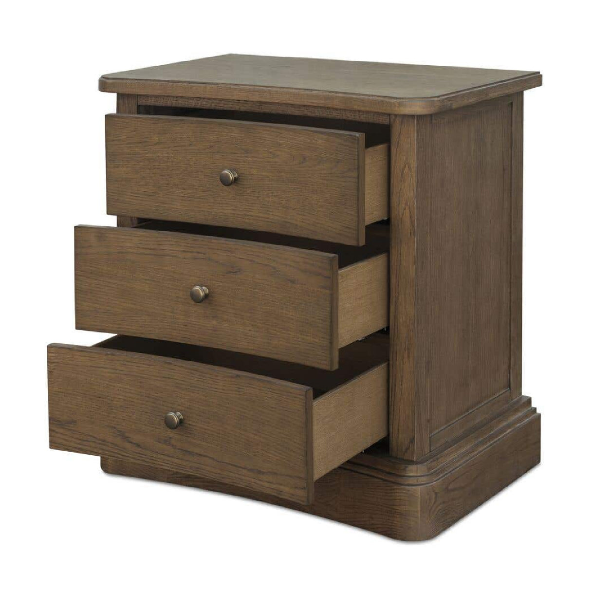 Modern European furniture - Solid Oak Curved 3-Drawer Nightstand - www.oroa.com