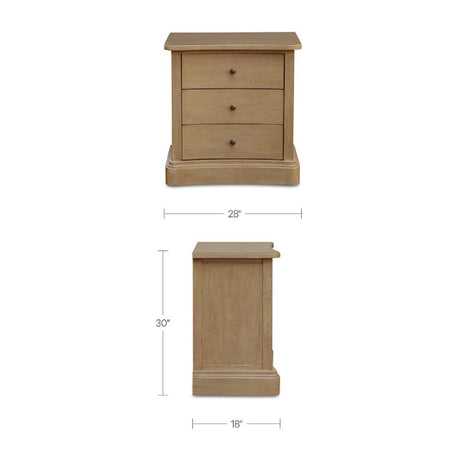 Modern European furniture - Solid Oak Curved 3-Drawer Nightstand - www.oroa.com