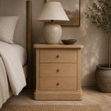 Modern European furniture - Solid Oak Curved 3-Drawer Nightstand - www.oroa.com