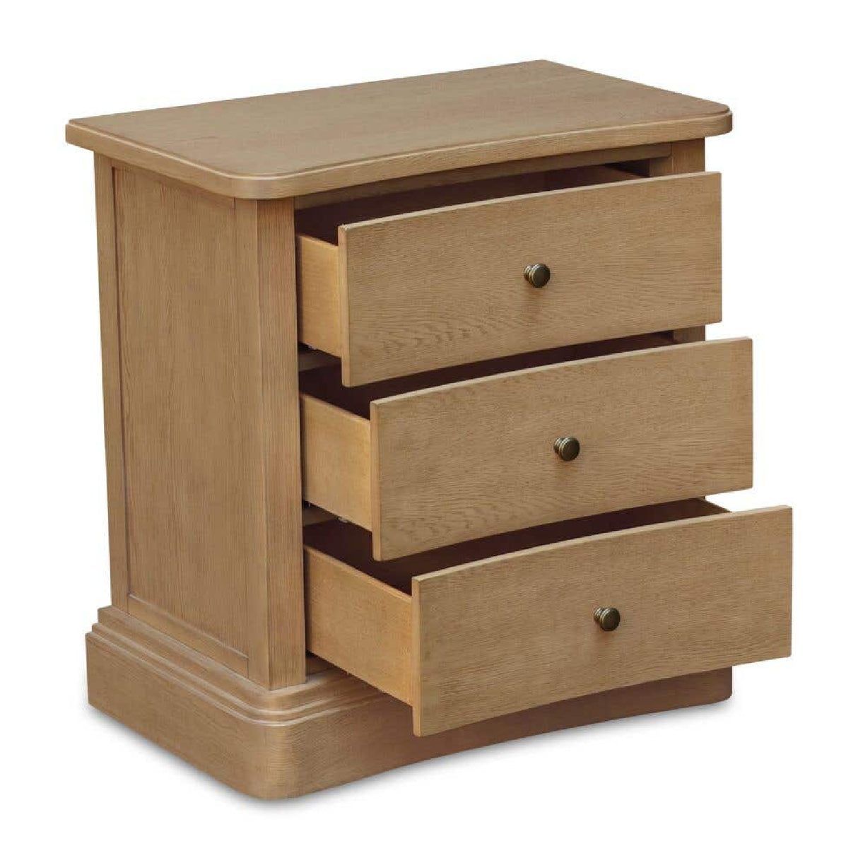 Modern European furniture - Solid Oak Curved 3-Drawer Nightstand - www.oroa.com