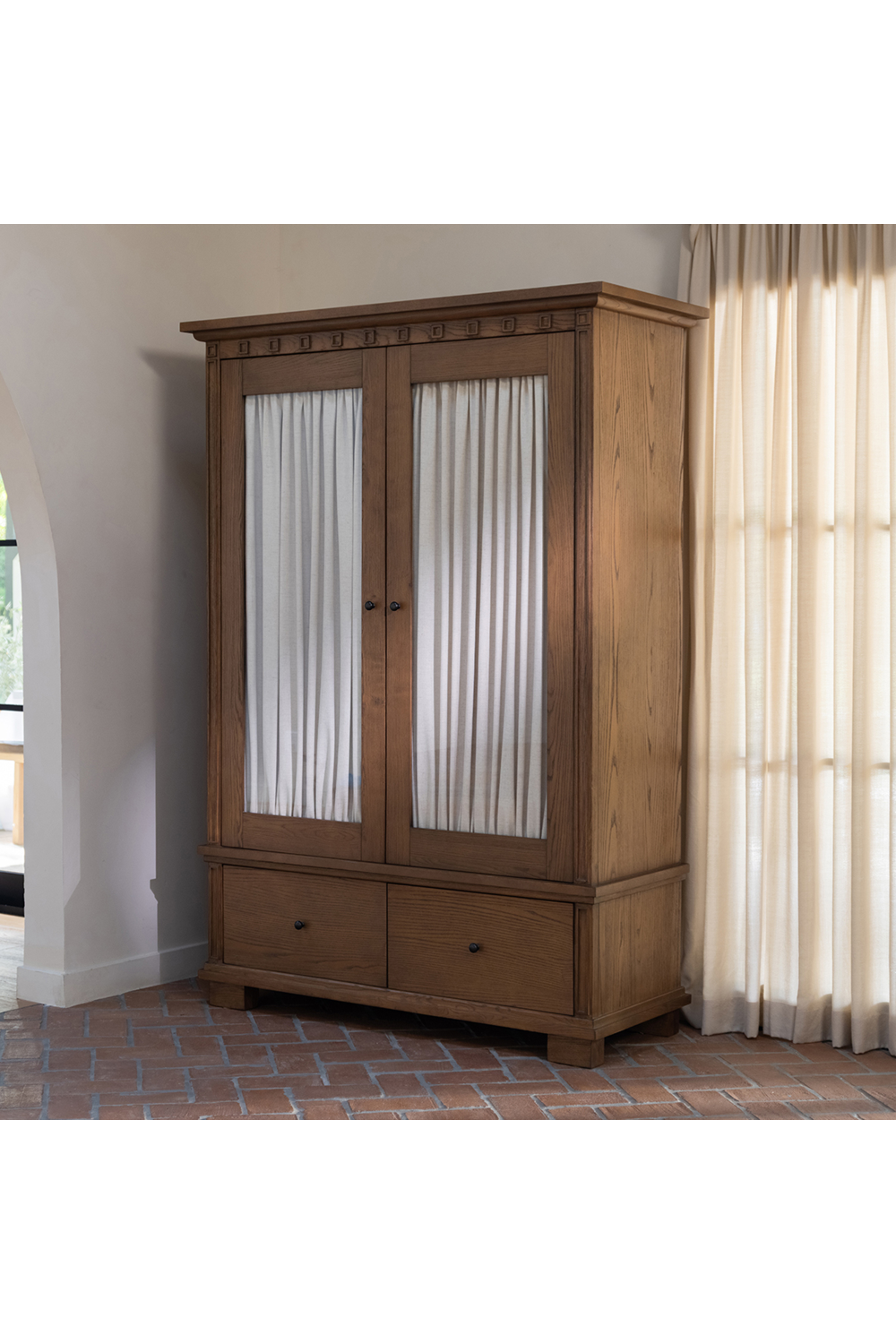 Brown Ash 2-Door Tall Cabinet | Novi Living Lillian | Oroa.com