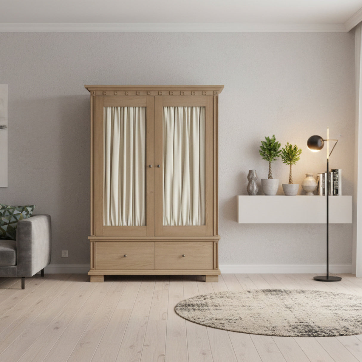 Brown Ash 2-Door Tall Cabinet | Novi Living Lillian | Oroa.com