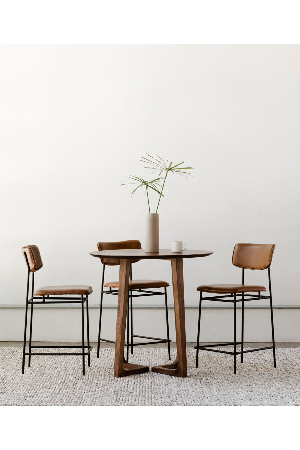 Modern European furniture - Brown Leather Counter Stool - www.oroa.com