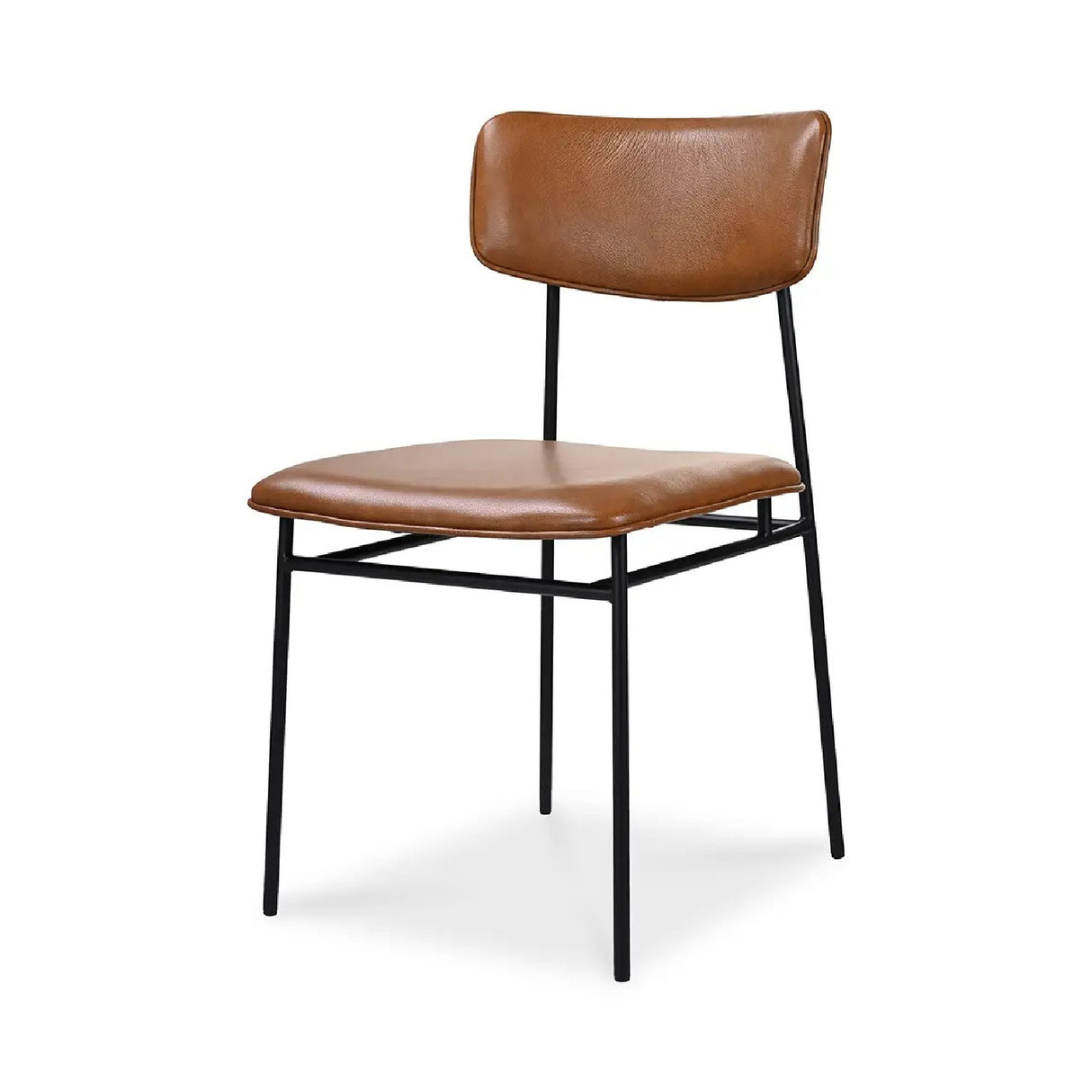 Modern European furniture - Iron-Framed Brown Leather Dining Chairs (2) - www.oroa.com