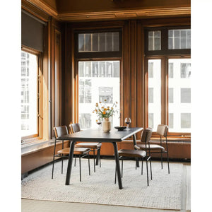 Modern European furniture - Iron-Framed Brown Leather Dining Chairs (2) - www.oroa.com