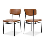 Modern European furniture - Iron-Framed Brown Leather Dining Chairs (2) - www.oroa.com