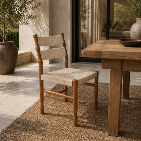 Modern or European furniture - Teak Framed Woven Outdoor Dining Chairs (2) - www.oroa.com