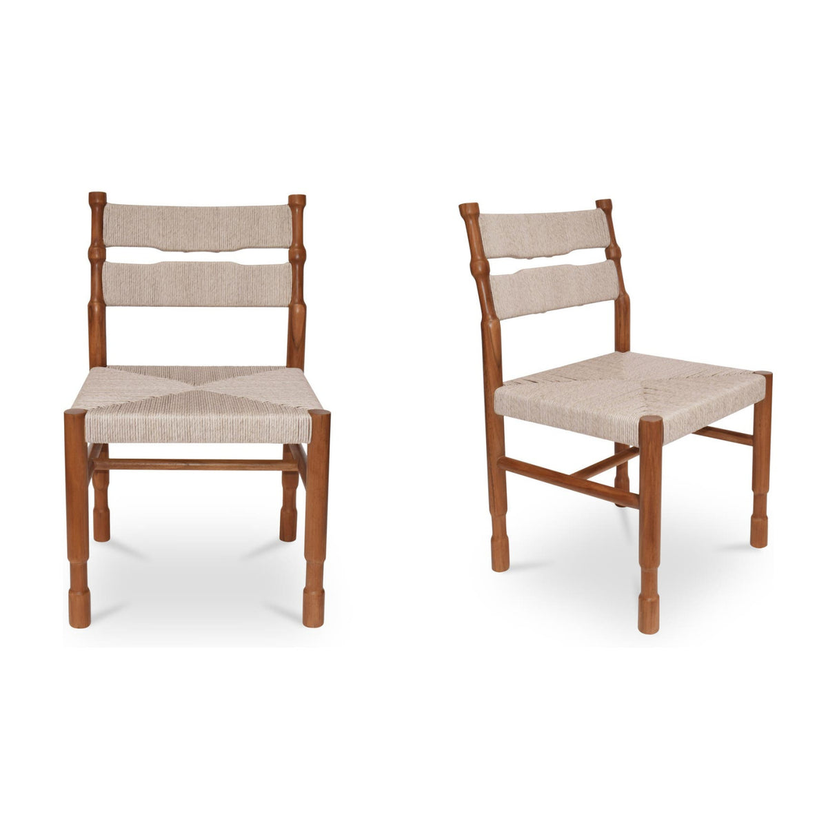 Modern or European furniture - Teak Framed Woven Outdoor Dining Chairs (2) - www.oroa.com