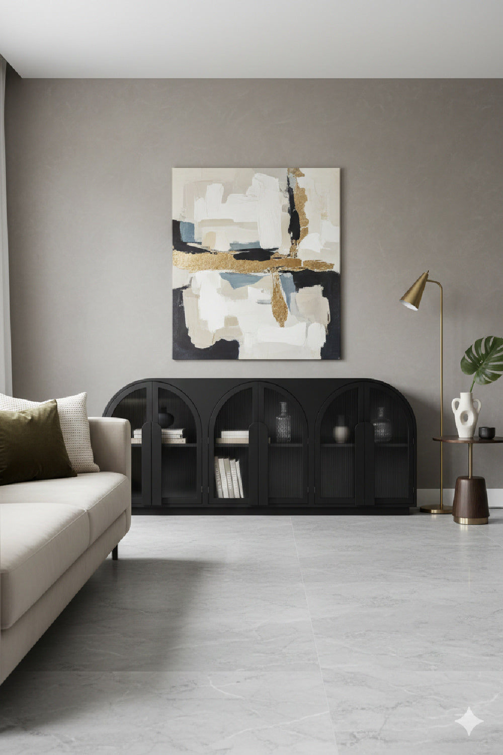 Modern European furniture - Black Arched 6-Door Sideboard - www.oroa.com