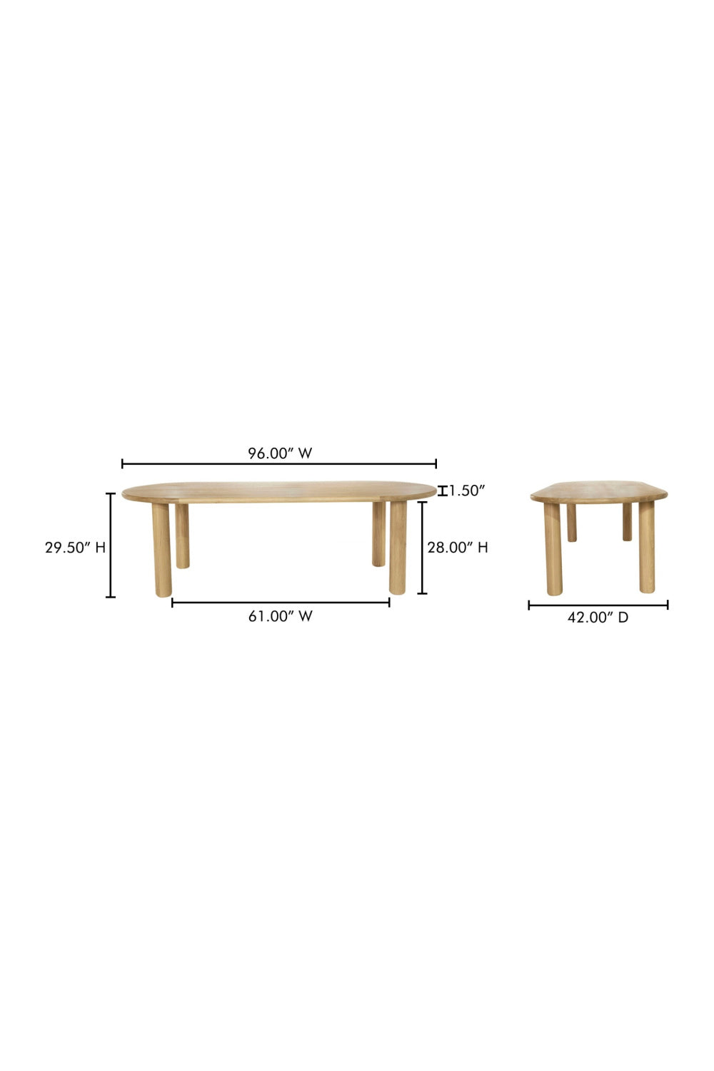 Light Oak Oval Dining Table | Novi Living Milo | Oroa.com