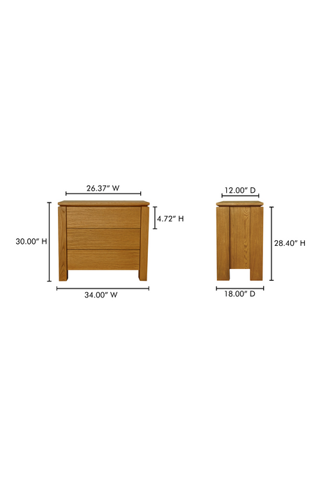 Modern European furniture - Oak Rustic 2-Drawer Nightstand - www.oroa.com