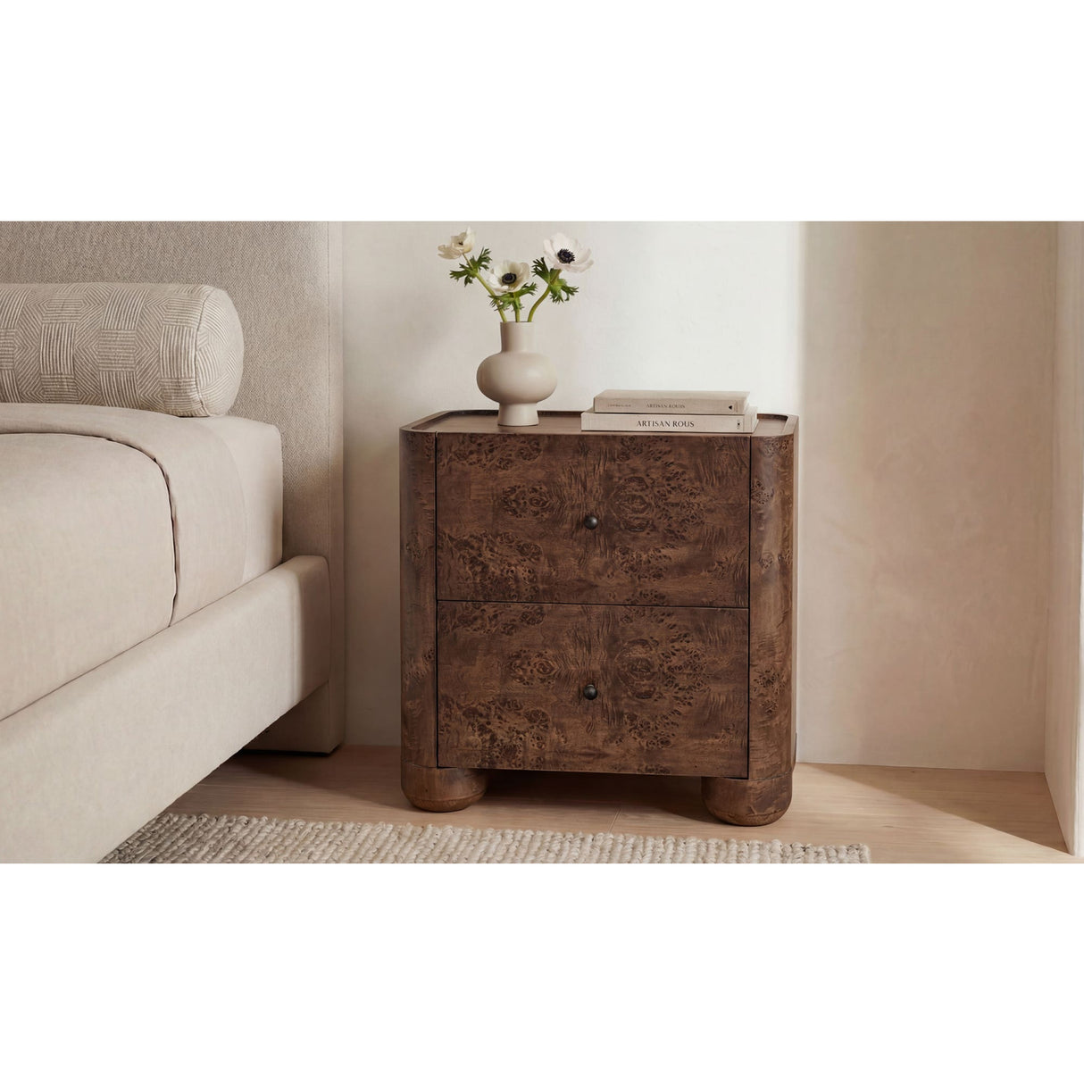 Modern European furniture - Solid Oak 2-Drawer Nightstand - www.oroa.com