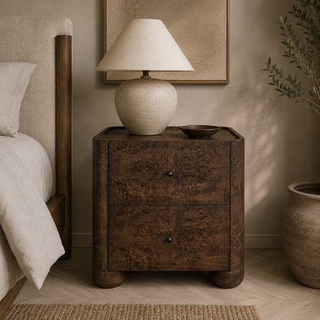 Modern European furniture - Solid Oak 2-Drawer Nightstand - www.oroa.com
