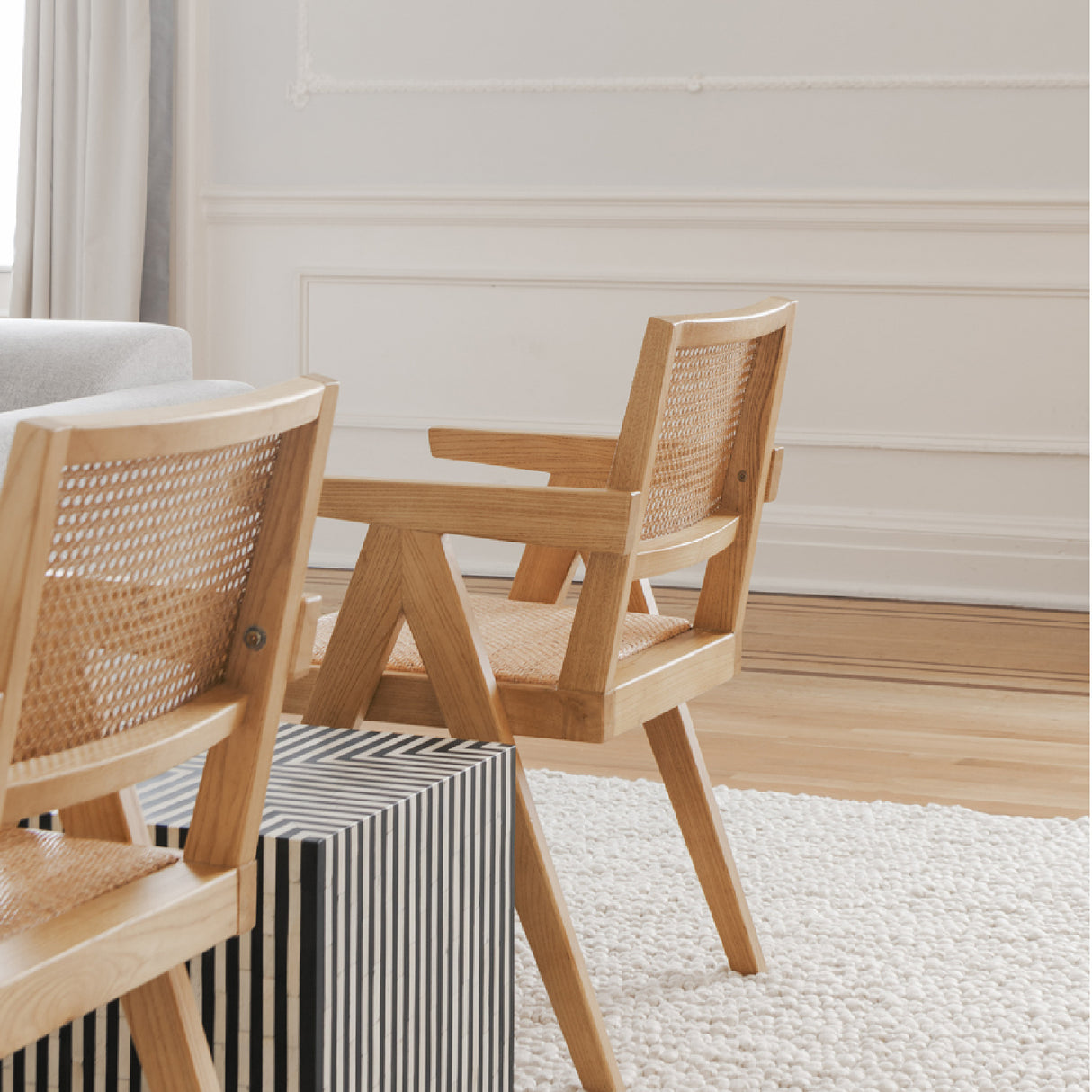 Modern European furniture - Rattan Mid-Century Dining Chairs (2) - www.oroa.com