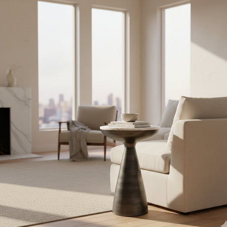 Modern European furniture - Aluminum Base Marble Side Table - www.oroa.com