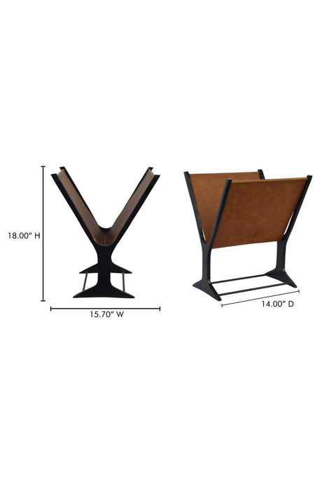 Modern European furniture - Leather & Metal Magazine Rack - www.oroa.com
