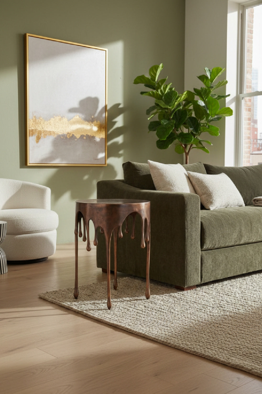 Modern European furniture - Antique Copper Dripping Accent Table - www.oroa.com