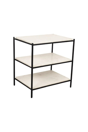 Modern European furniture - White Marble 3-Layer Nightstand - www.oroa.com