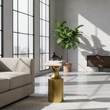 Modern European furniture - Metallic Collumn-Base Accent Table - www.oroa.com