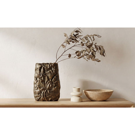 Modern European furniture - Antique Brass Petal Motif Vase - www.oroa.com