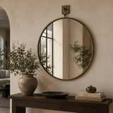 Modern European furniture - Aged Brass Round Mirror - www.oroa.com