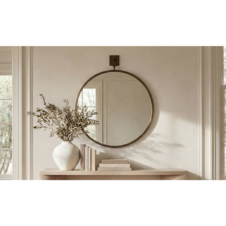 Modern European furniture - Aged Brass Round Mirror - www.oroa.com