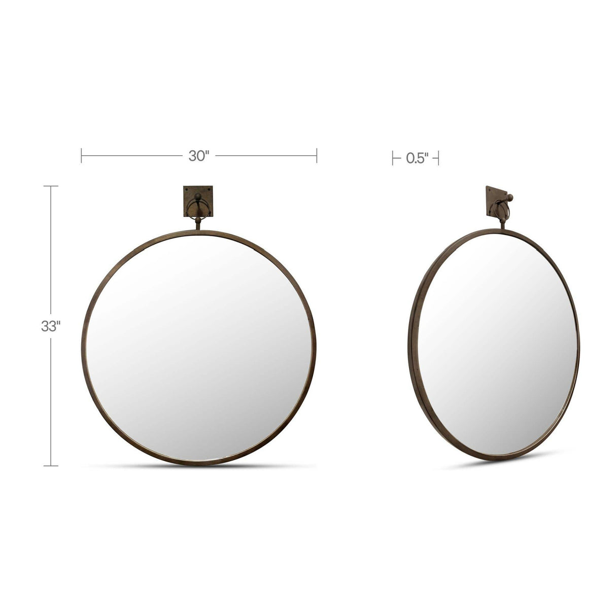 Modern European furniture - Aged Brass Round Mirror - www.oroa.com