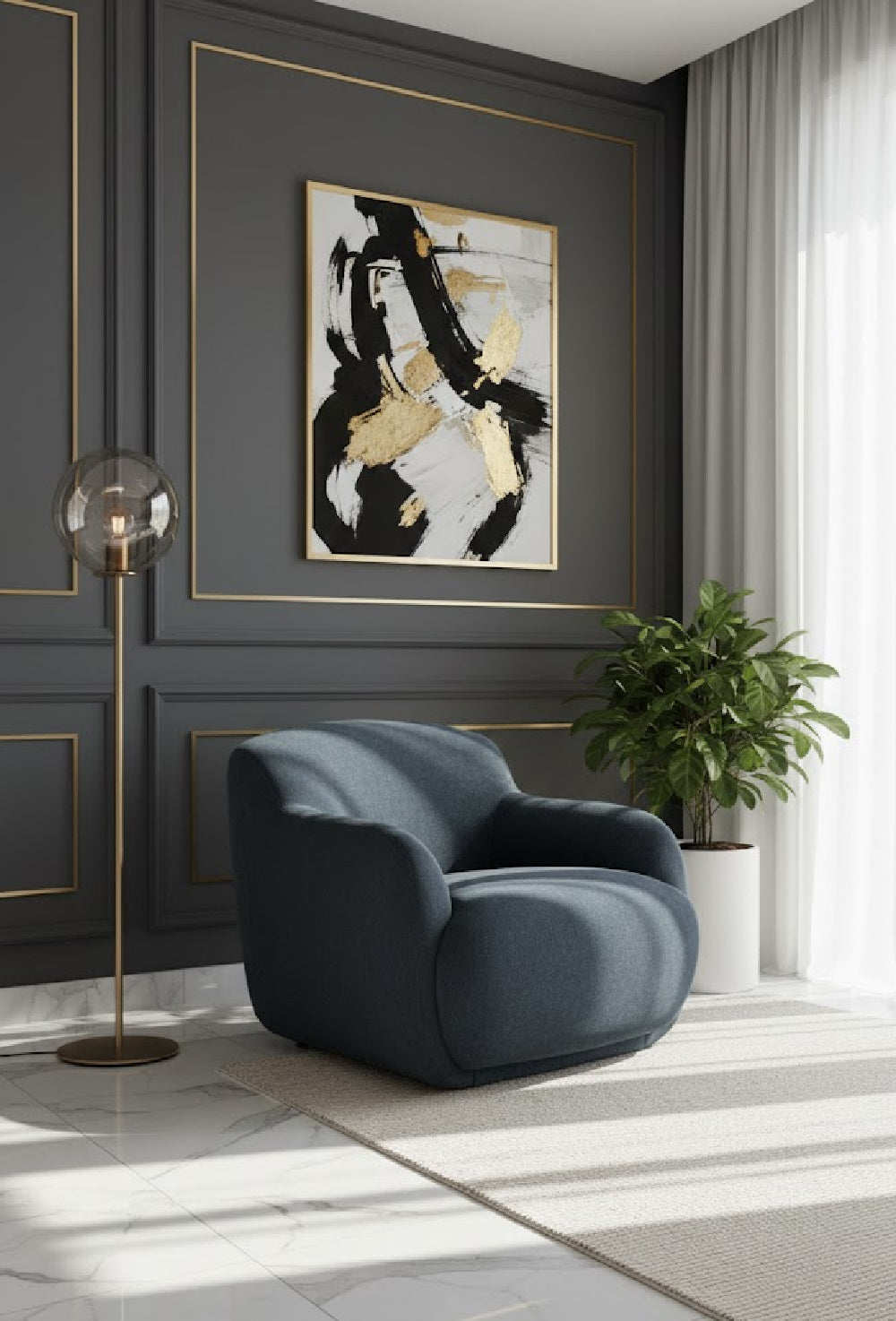 Chunky Upholstered Lounge Chair | Novi Living Stevie | Oroa.com