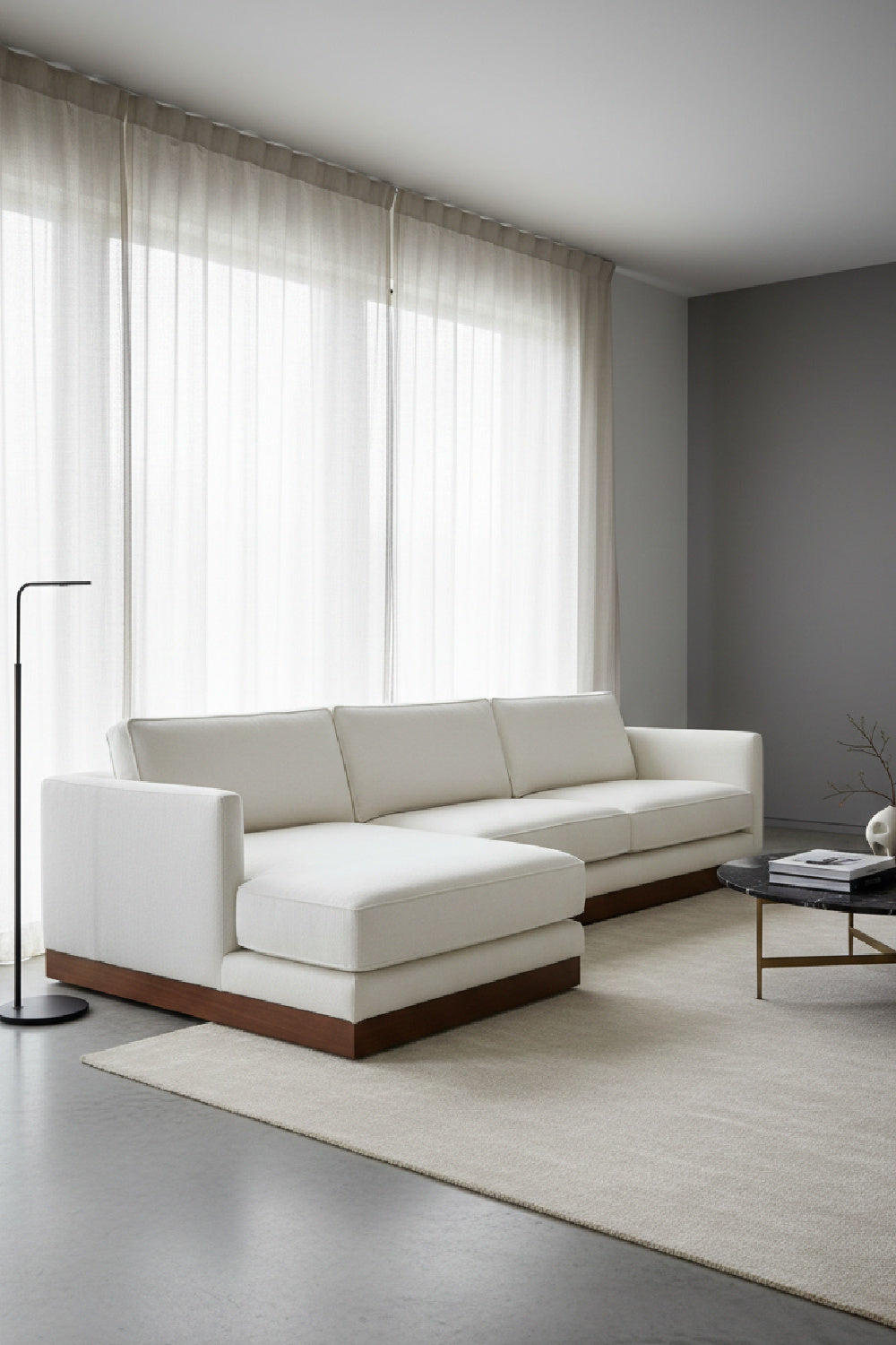 Modern European furniture - White Left Sectional Sofa - www.oroa.com