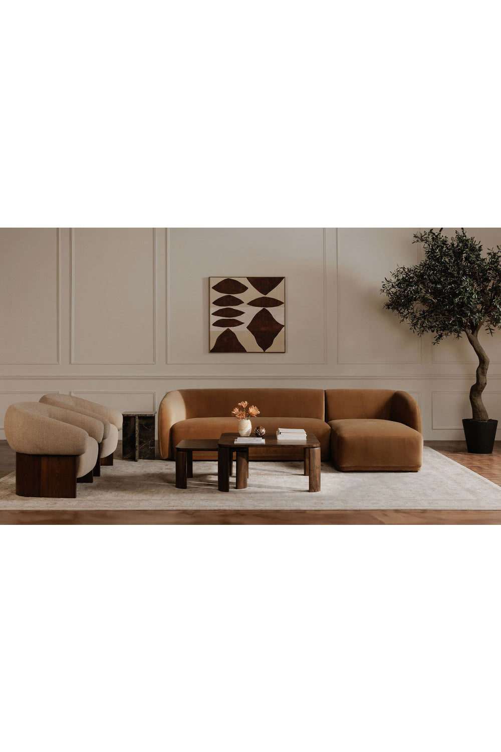 Curved Back Sectional Sofa | Novi Living Faye | Oroa.com