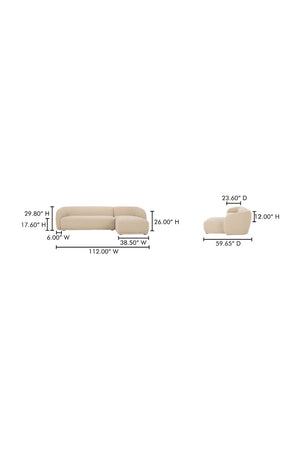 Curved Back Sectional Sofa | Novi Living Faye | Oroa.com
