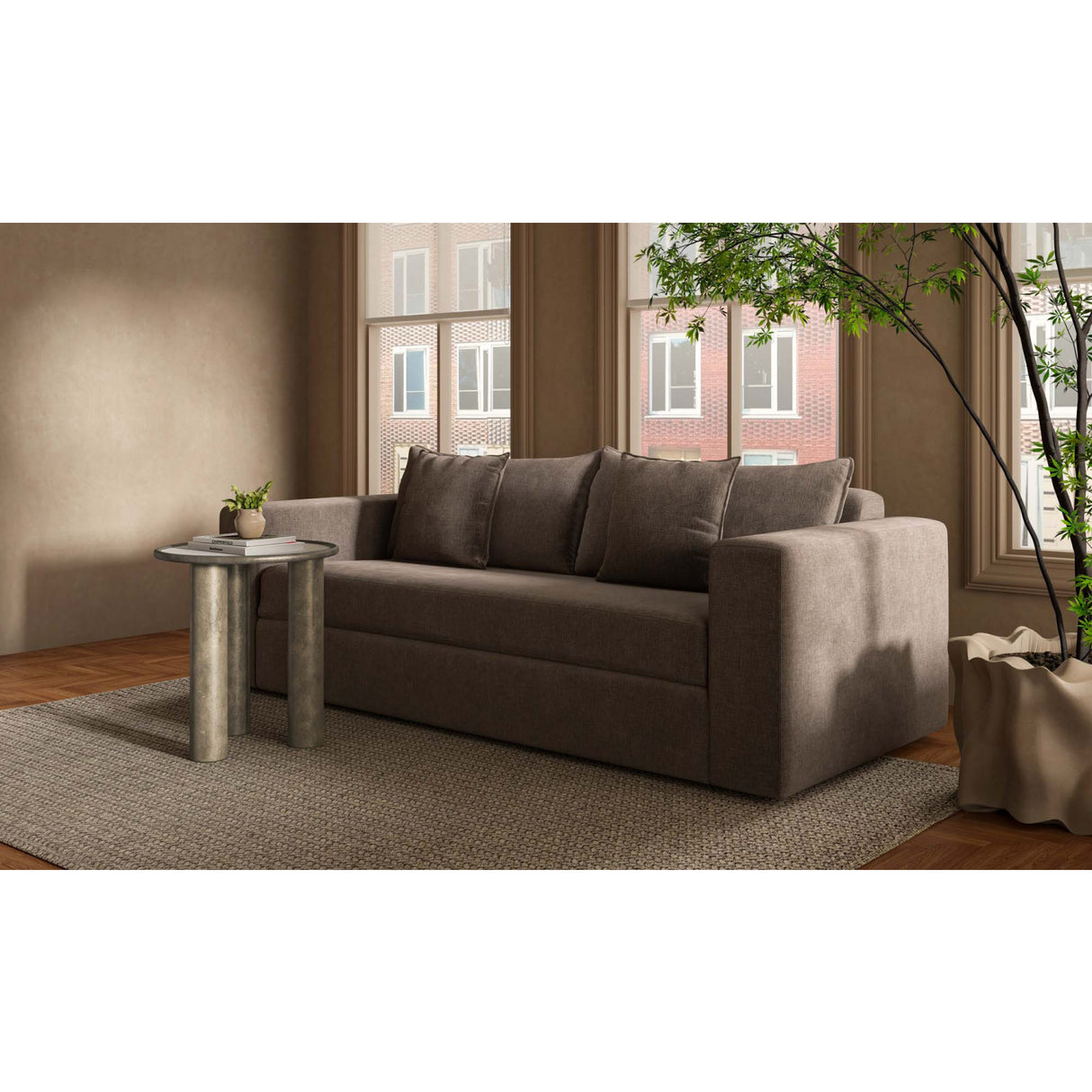 Modern European furniture - Dark Upholstered Sleeper Sofa - www.oroa.com