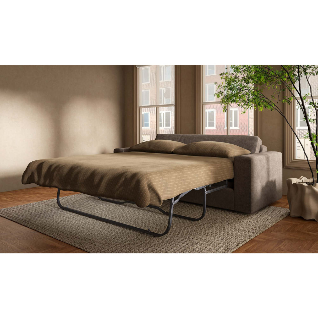 Modern European furniture - Dark Upholstered Sleeper Sofa - www.oroa.com