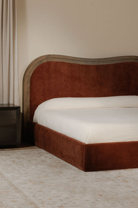 Brown Wave Headboard Bed | Novi Living Camilla