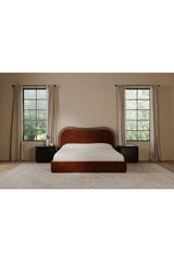 Modern European furniture - Brown Wave Headboard Bed - www.oroa.com