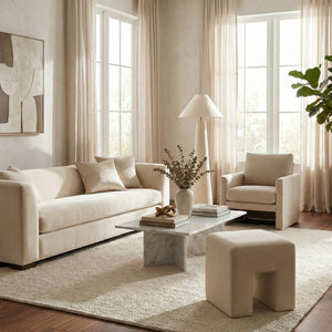 Linen Blend Square Stool | Novi Living Aidy | Oroa.com