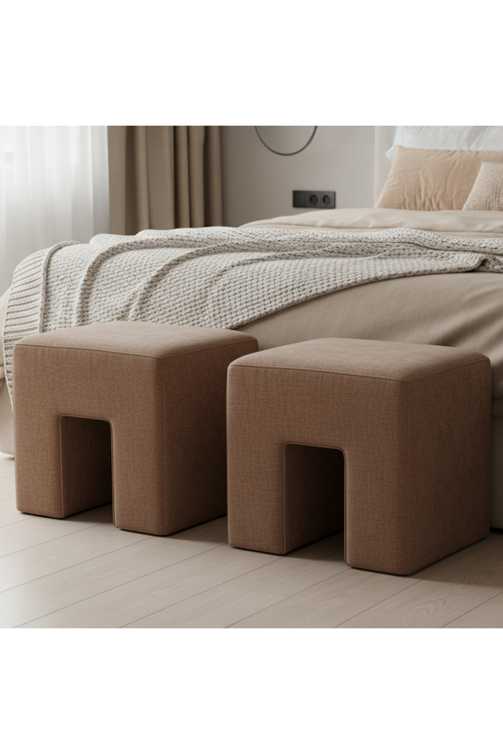 Linen Blend Square Stool | Novi Living Aidy | Oroa.com
