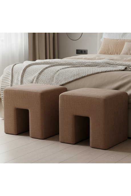 Modern European furniture - Linen Blend Square Stool - www.oroa.com