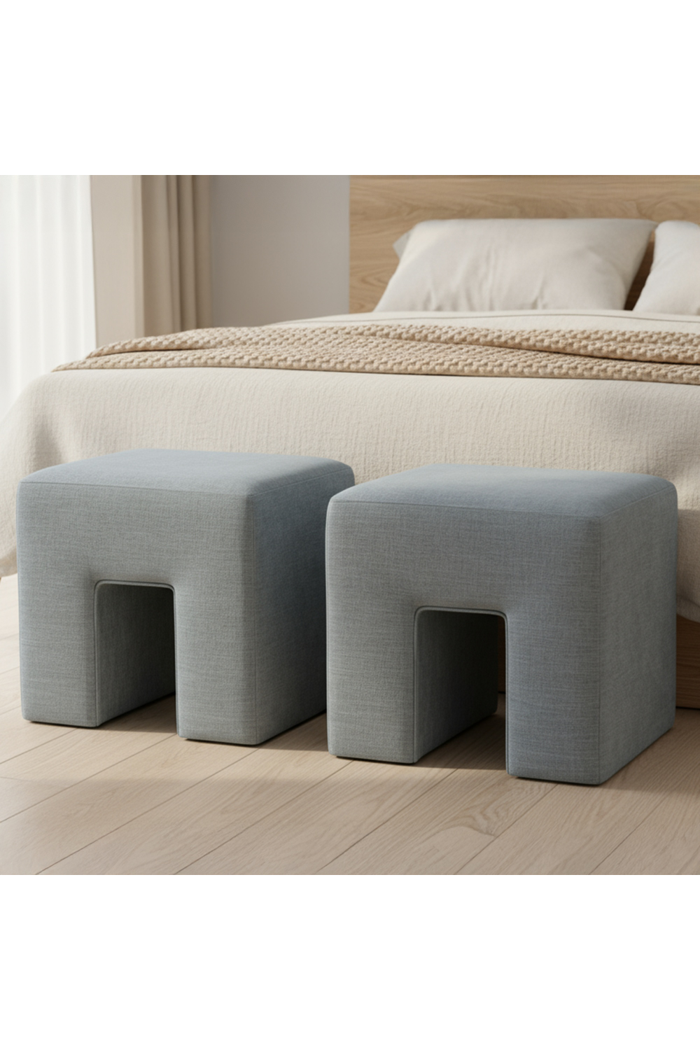 Linen Blend Square Stool | Novi Living Aidy | Oroa.com