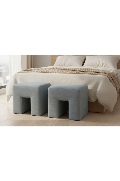 Modern European furniture - Linen Blend Square Stool - www.oroa.com
