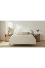 Modern European furniture - Wavy Design Cream Bed - www.oroa.com