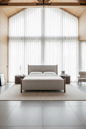 Modern European furniture - Rubberwood Framed Beige Bed - www.oroa.com