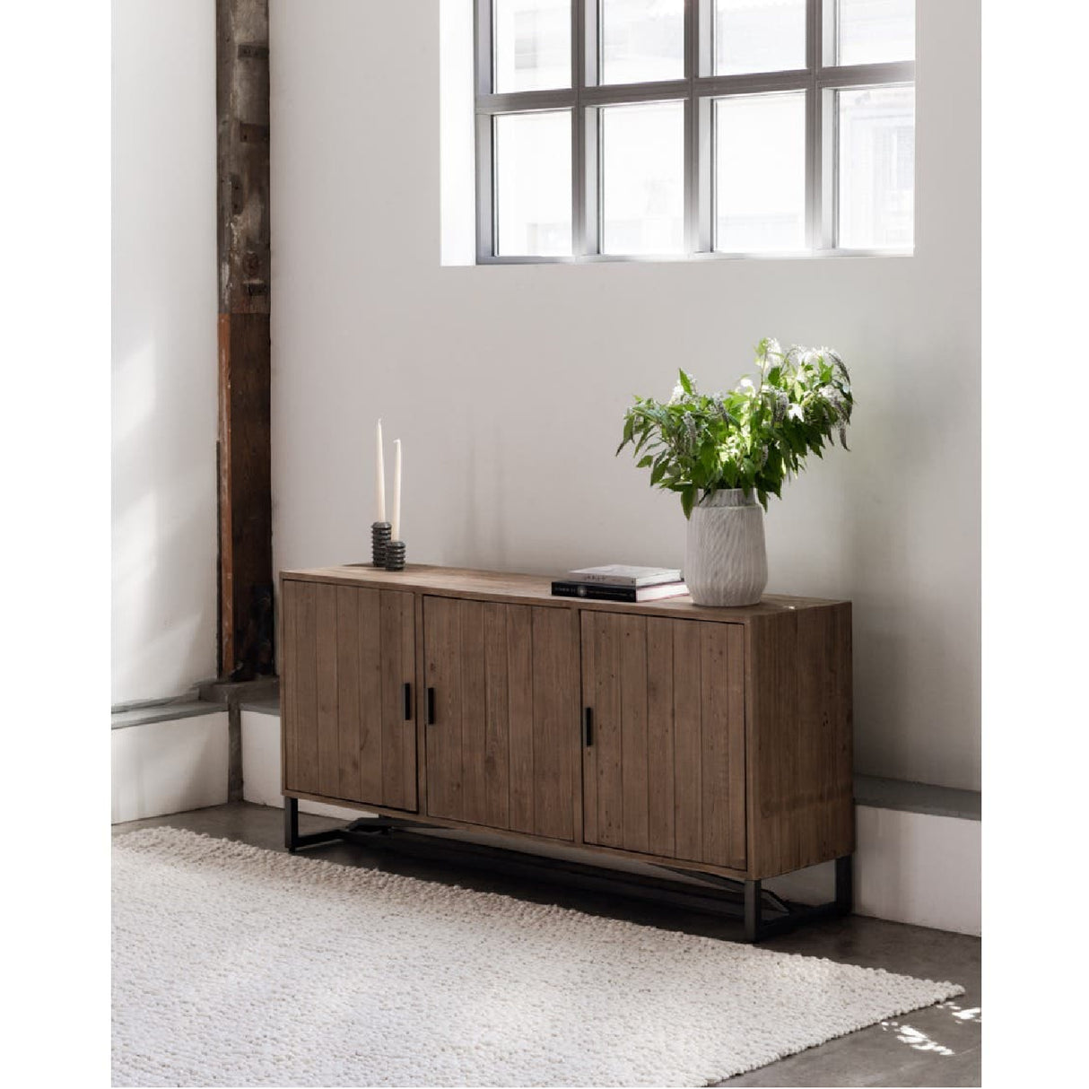 Slatted Pine 3-Door Sideboard | Novi Living Sierra | Oroa.com