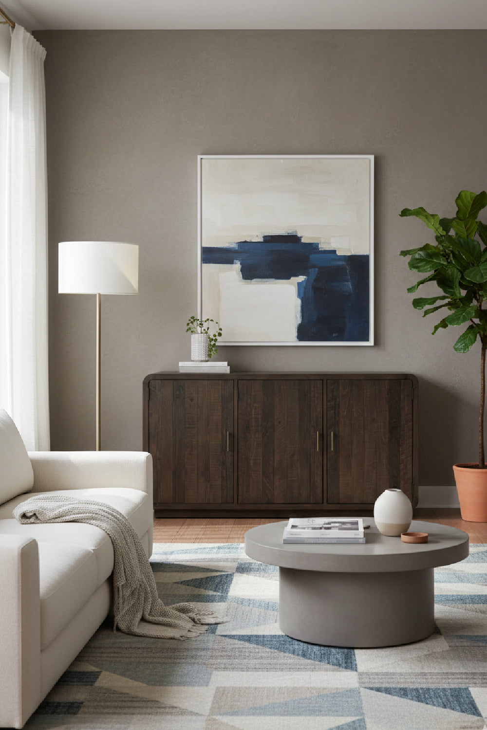 Matte Pine 3-Door Sideboard | Novi Living Monterey | Oroa.com